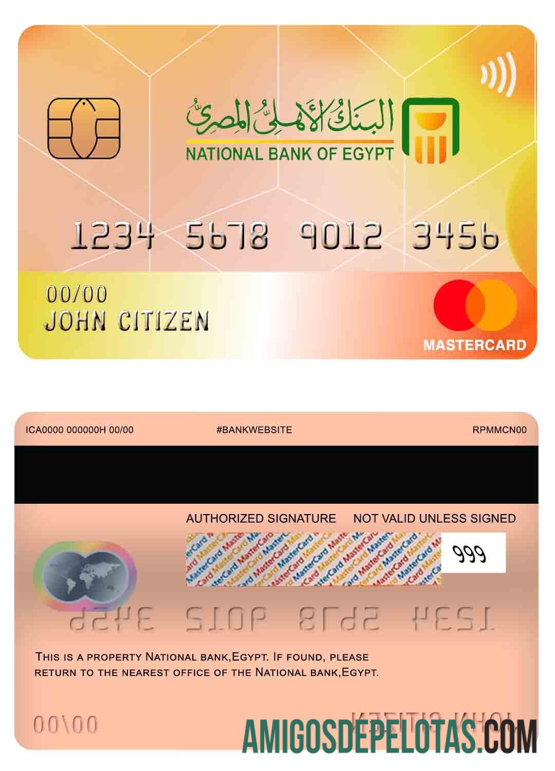 Mastercard do Banco Nacional do Egito baixar para verificação